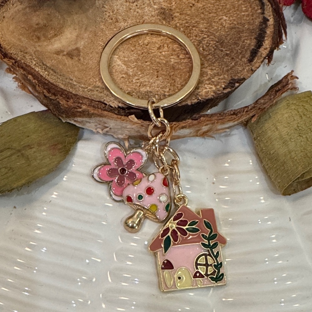 Pink & Floral Tote Charm & Key Ring